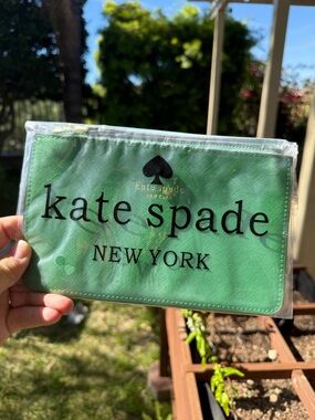 kate spade green logo pouch